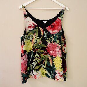 R ESSENTIALS Reitmans EUC reversible business casual tank top blouse floral XL
